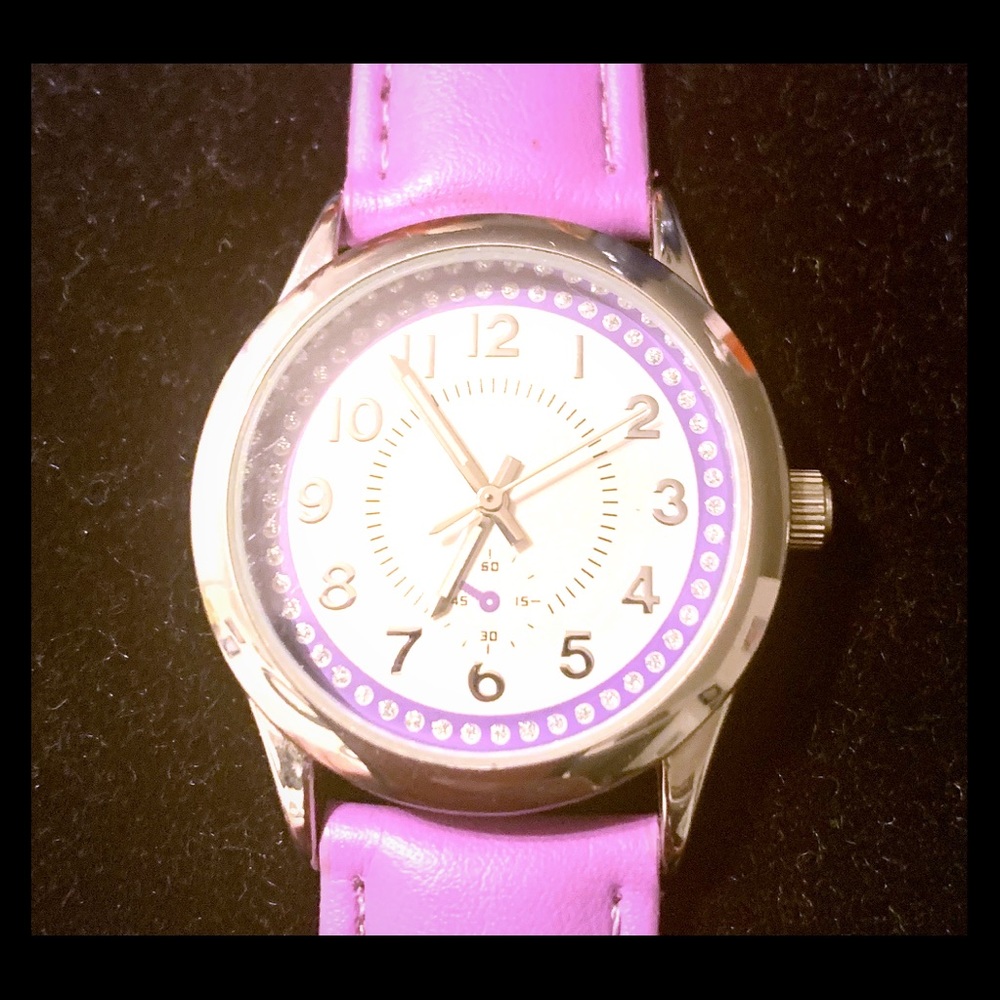 Purple & silver diamond stud face watch NBW